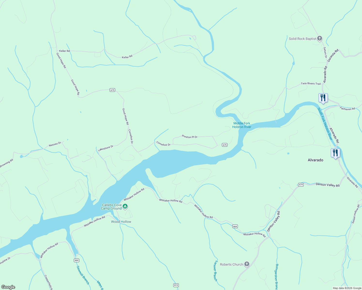 map of restaurants, bars, coffee shops, grocery stores, and more near 26008 County Road 675 in Abingdon