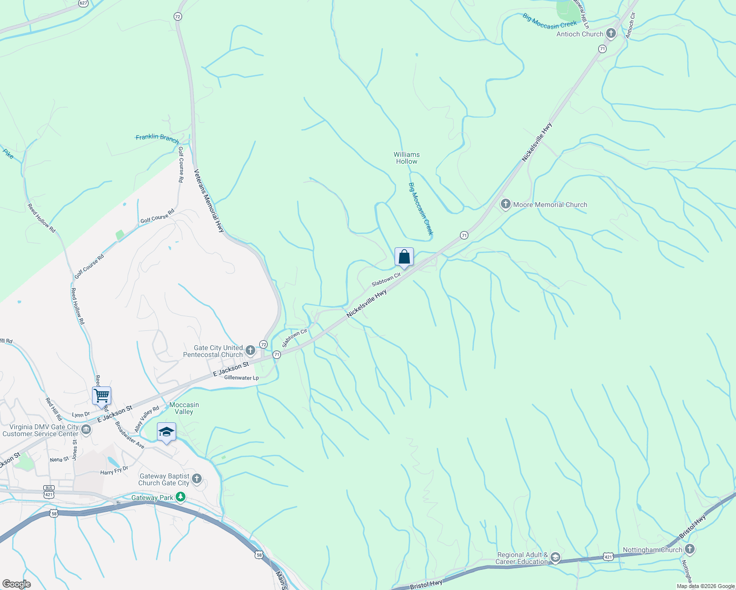 map of restaurants, bars, coffee shops, grocery stores, and more near 749 Slabtown Circle in Gate City