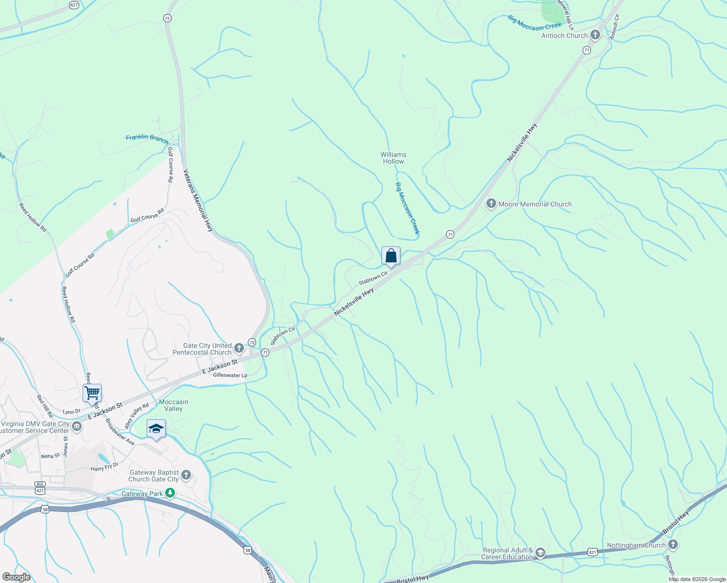 map of restaurants, bars, coffee shops, grocery stores, and more near 749 Slabtown Circle in Gate City