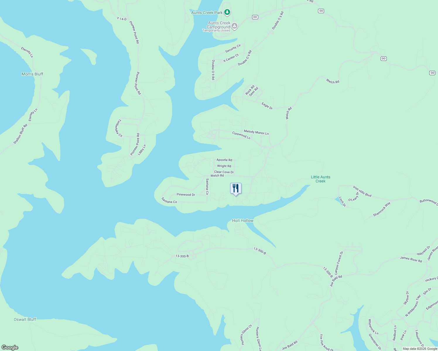 map of restaurants, bars, coffee shops, grocery stores, and more near 1944 Welch Rd in Reeds Spring