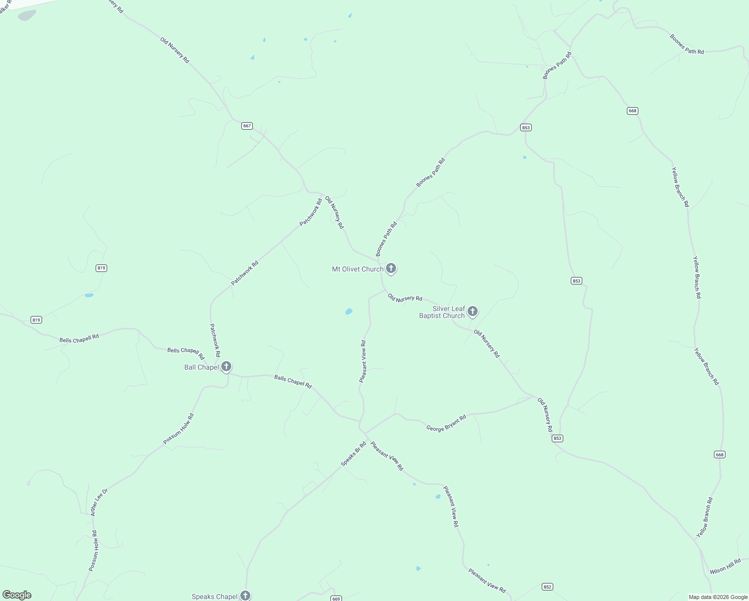 map of restaurants, bars, coffee shops, grocery stores, and more near 2188 Old Nursery Road in Rose Hill