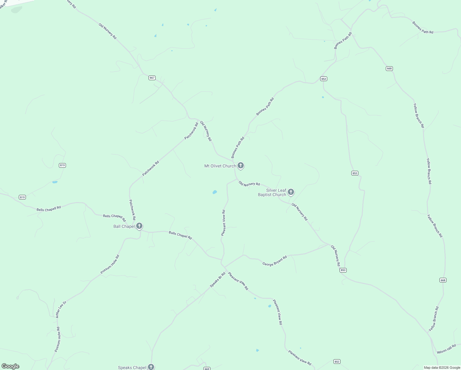map of restaurants, bars, coffee shops, grocery stores, and more near 2188 Old Nursery Road in Rose Hill