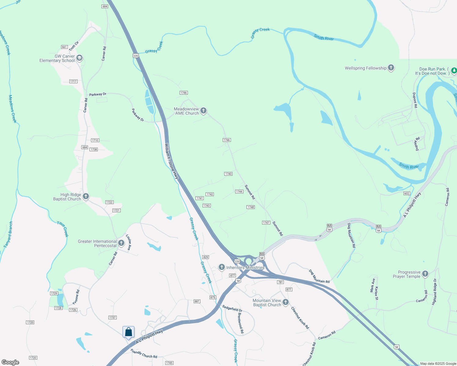 map of restaurants, bars, coffee shops, grocery stores, and more near Fairwood Drive in Henry County
