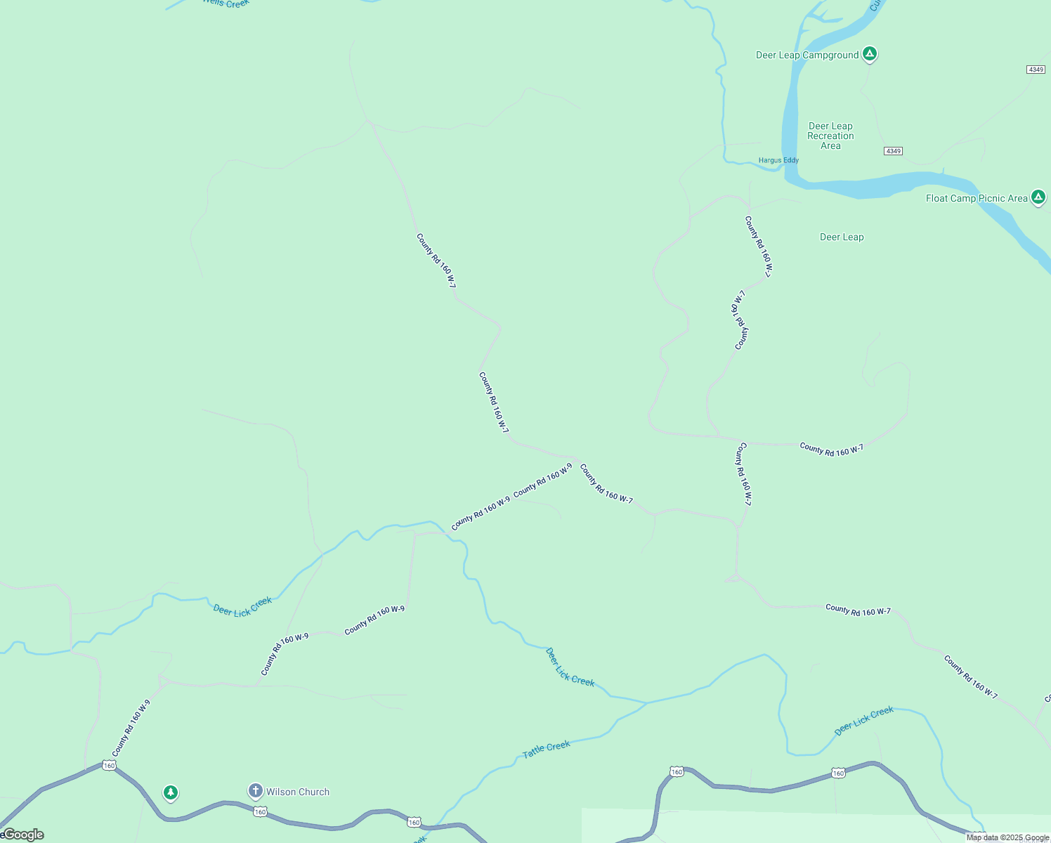 map of restaurants, bars, coffee shops, grocery stores, and more near County Road 160 W-7 in Doniphan