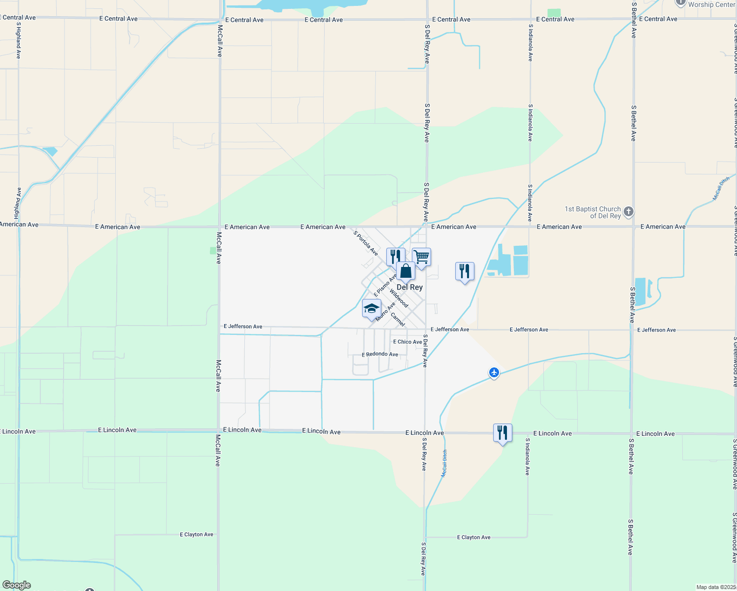 map of restaurants, bars, coffee shops, grocery stores, and more near 5275 Carmel in Del Rey