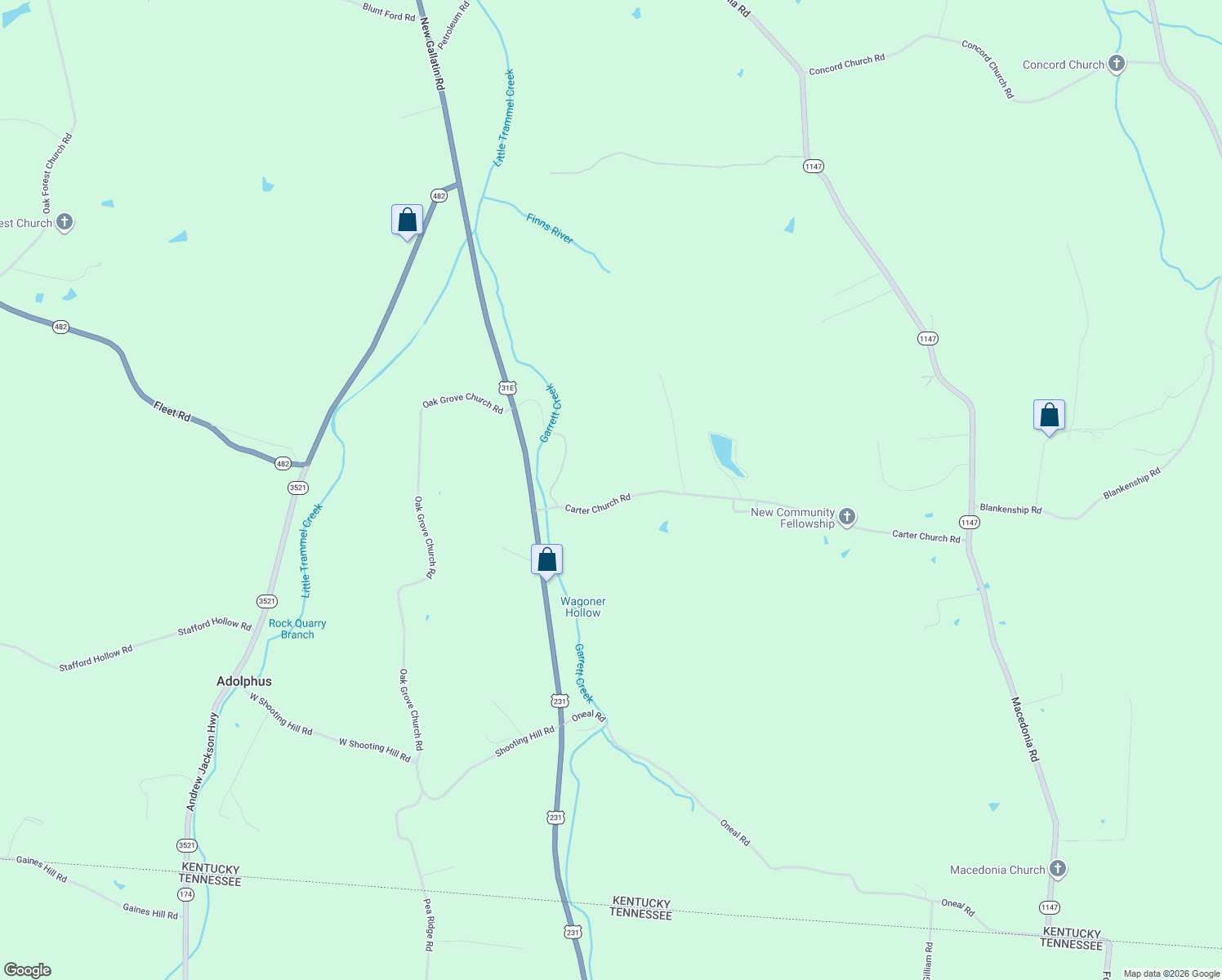 map of restaurants, bars, coffee shops, grocery stores, and more near 608 Carter Church Road in Adolphus