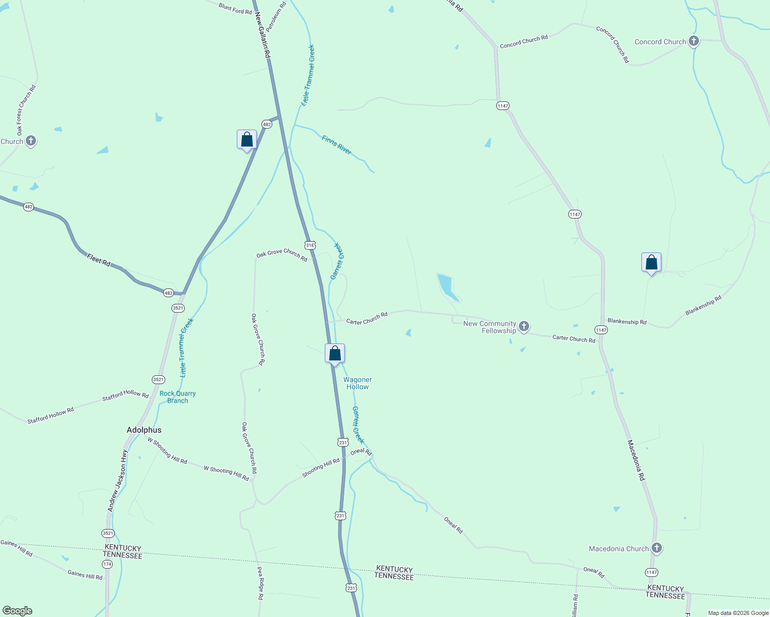 map of restaurants, bars, coffee shops, grocery stores, and more near 608 Carter Church Road in Adolphus