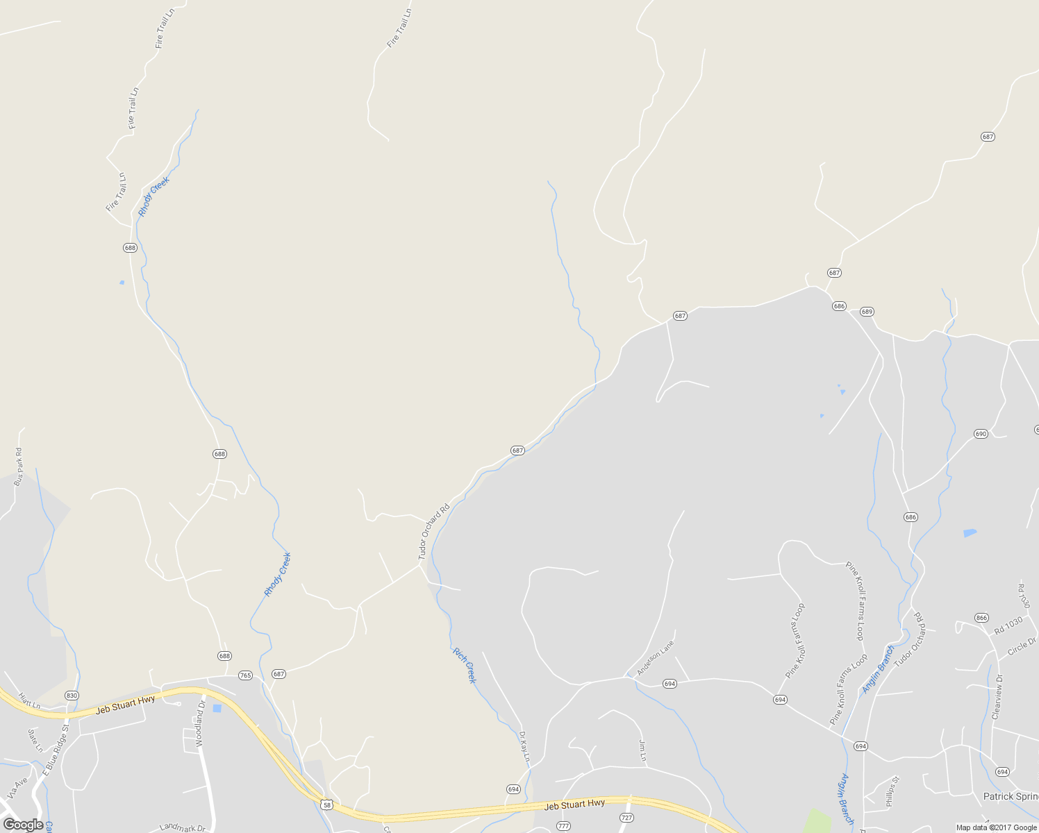 map of restaurants, bars, coffee shops, grocery stores, and more near Tudor Orchard Road in Stuart