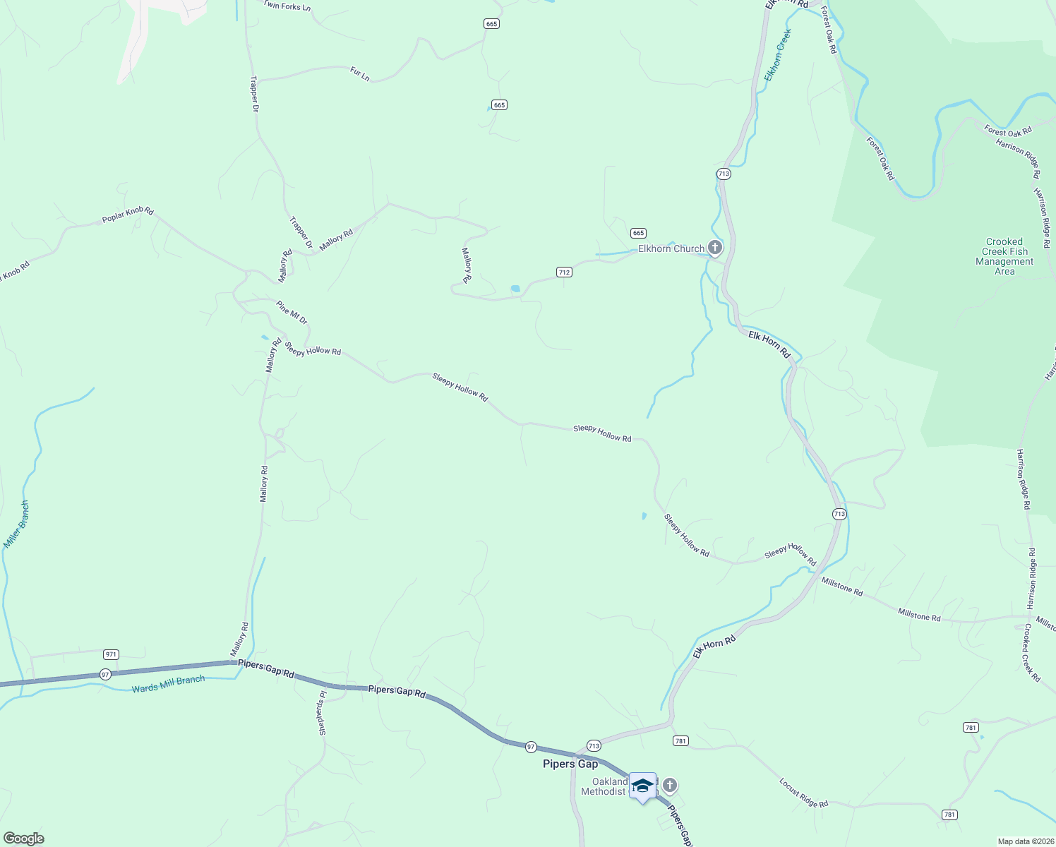 map of restaurants, bars, coffee shops, grocery stores, and more near Sleepy Hollow Road in Galax