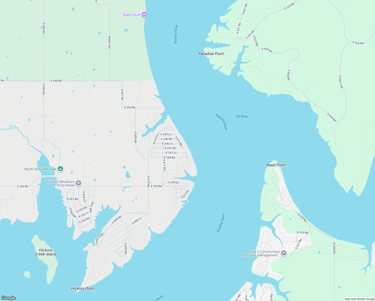 map of restaurants, bars, coffee shops, grocery stores, and more near 24681 South 613 Road in Grove