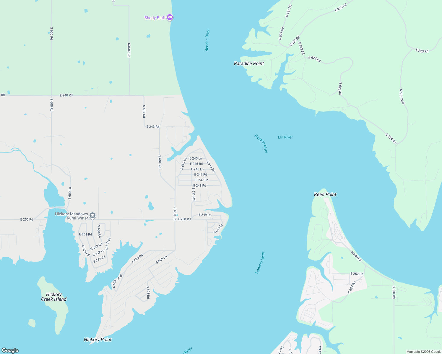 map of restaurants, bars, coffee shops, grocery stores, and more near 24681 South 613 Road in Grove