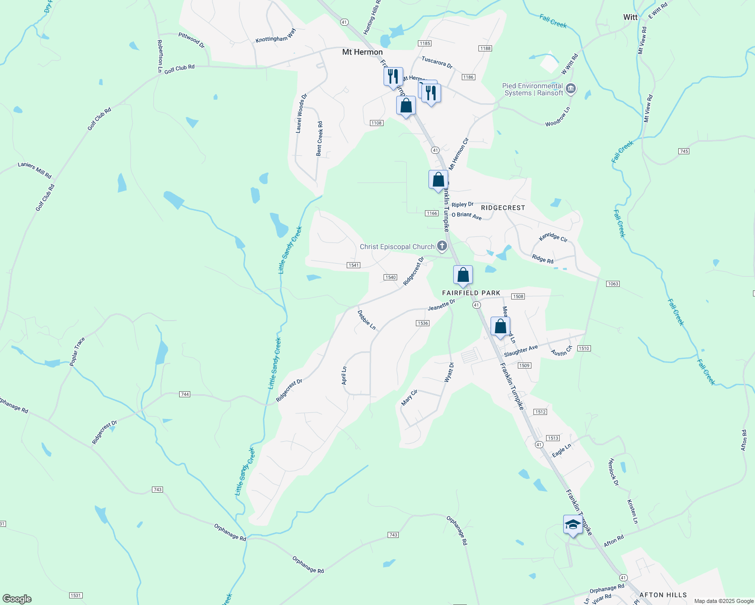 map of restaurants, bars, coffee shops, grocery stores, and more near 561 Ridgecrest Drive in Danville
