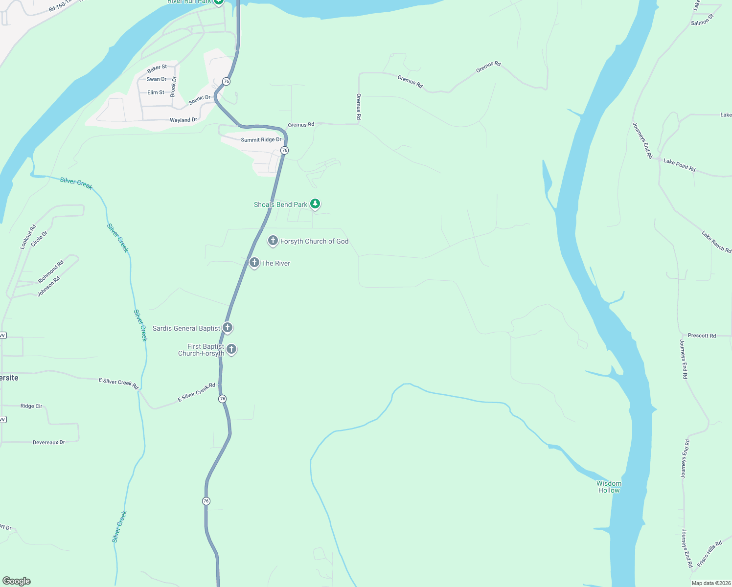 map of restaurants, bars, coffee shops, grocery stores, and more near in Forsyth