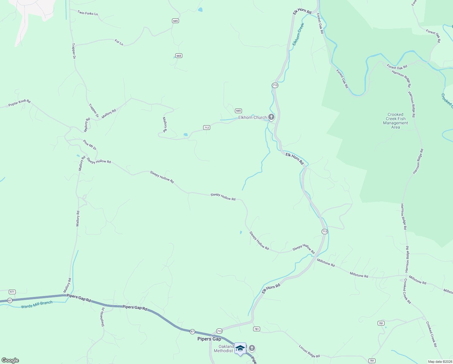 map of restaurants, bars, coffee shops, grocery stores, and more near Sleepy Hollow Road in Galax