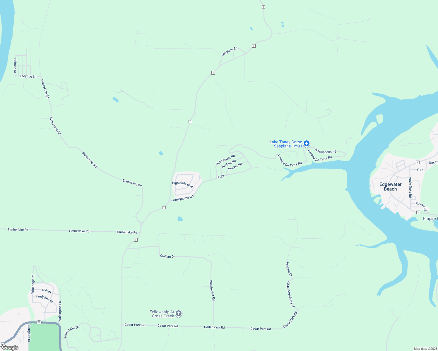 map of restaurants, bars, coffee shops, grocery stores, and more near 114 Norfolk Road in Branson