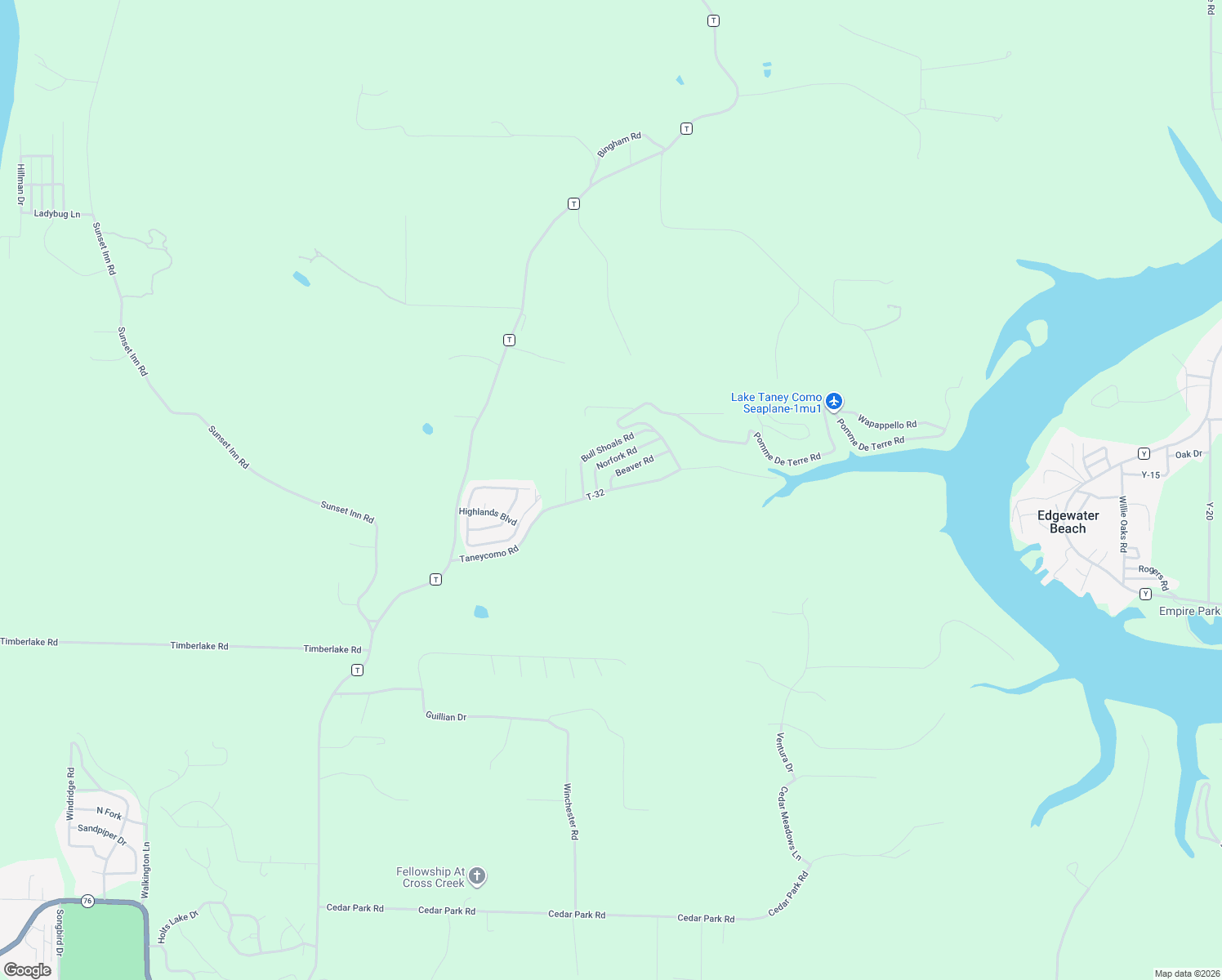 map of restaurants, bars, coffee shops, grocery stores, and more near 600 Taneycomo Road in Branson