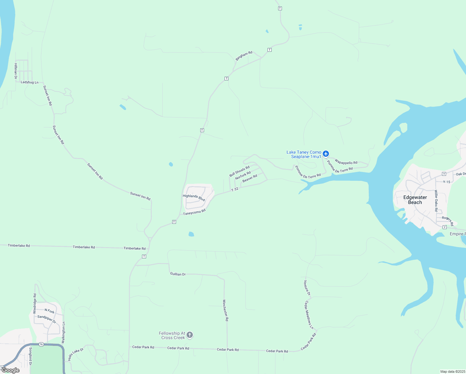 map of restaurants, bars, coffee shops, grocery stores, and more near 575 Taneycomo Road in Branson