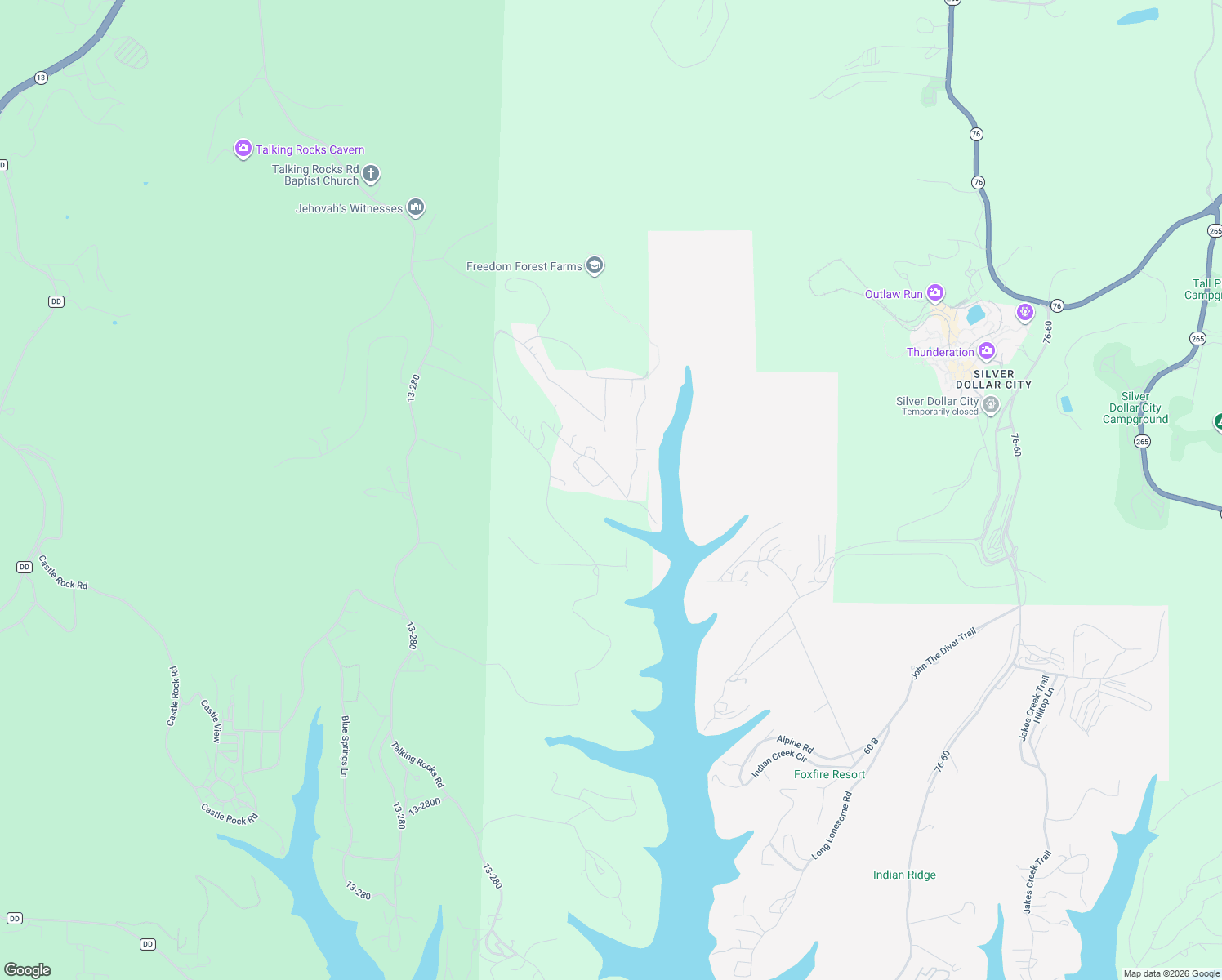 map of restaurants, bars, coffee shops, grocery stores, and more near 2-198 Oak Creek Cir in Reeds Spring