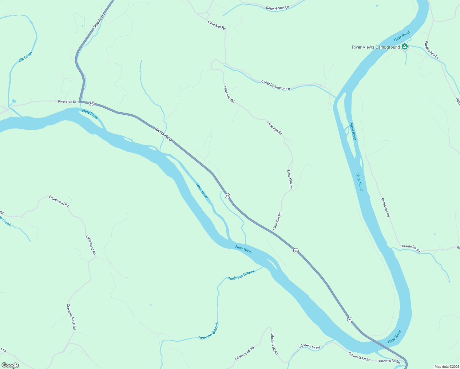 map of restaurants, bars, coffee shops, grocery stores, and more near 8703 Riverside Drive in Fries