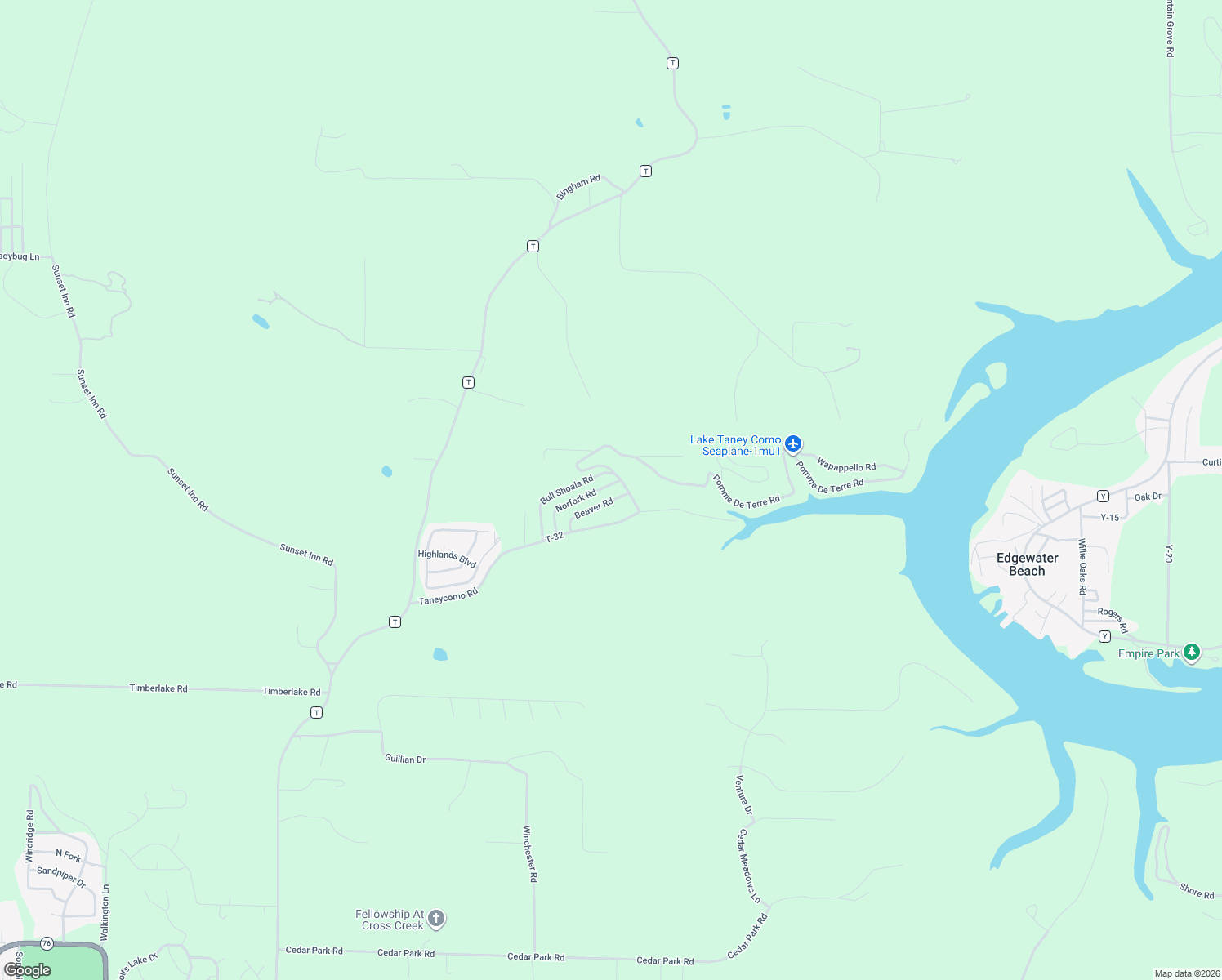 map of restaurants, bars, coffee shops, grocery stores, and more near 352 Norfolk Road in Branson