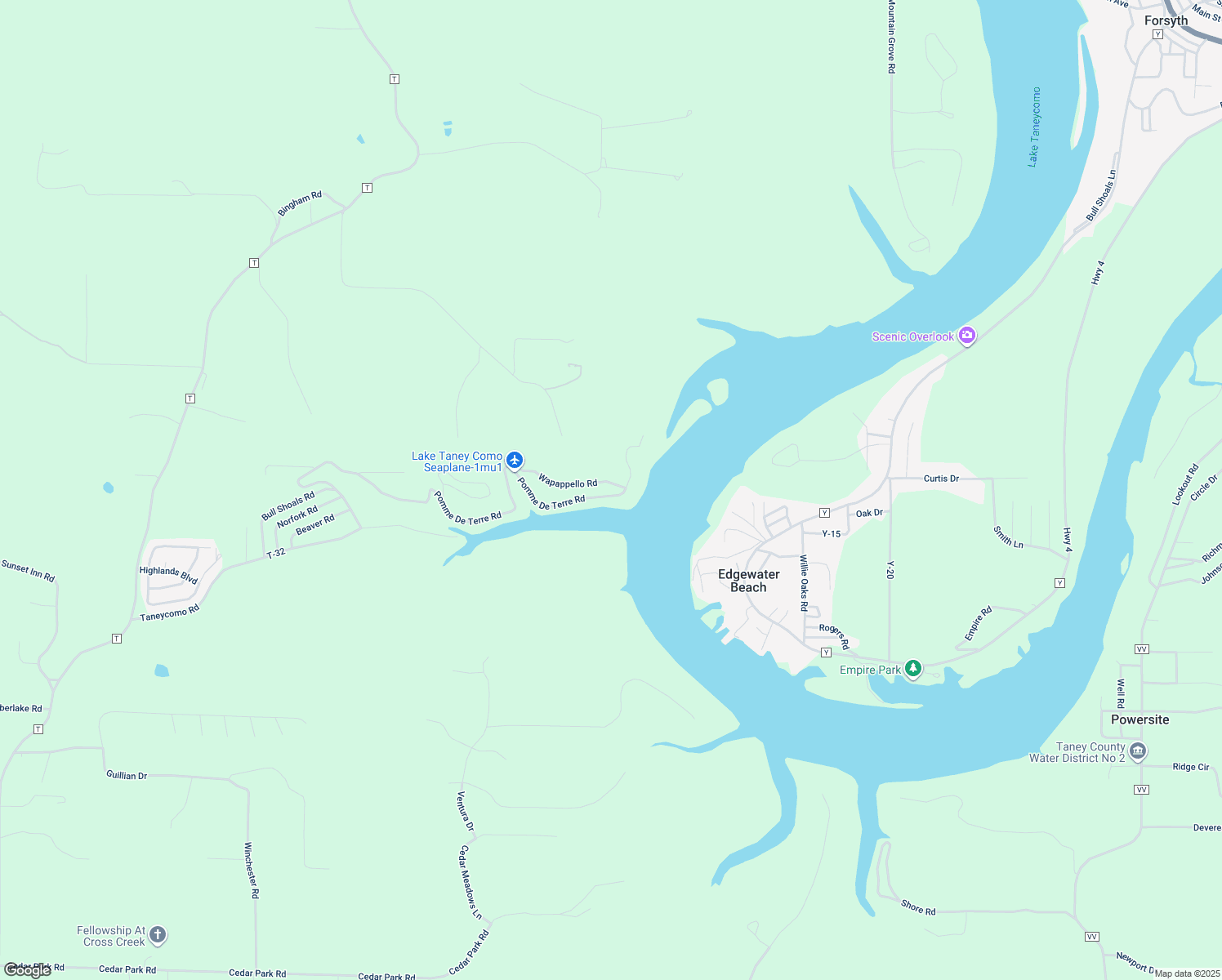 map of restaurants, bars, coffee shops, grocery stores, and more near 1745-1799 Pomme De Terre Road in Branson