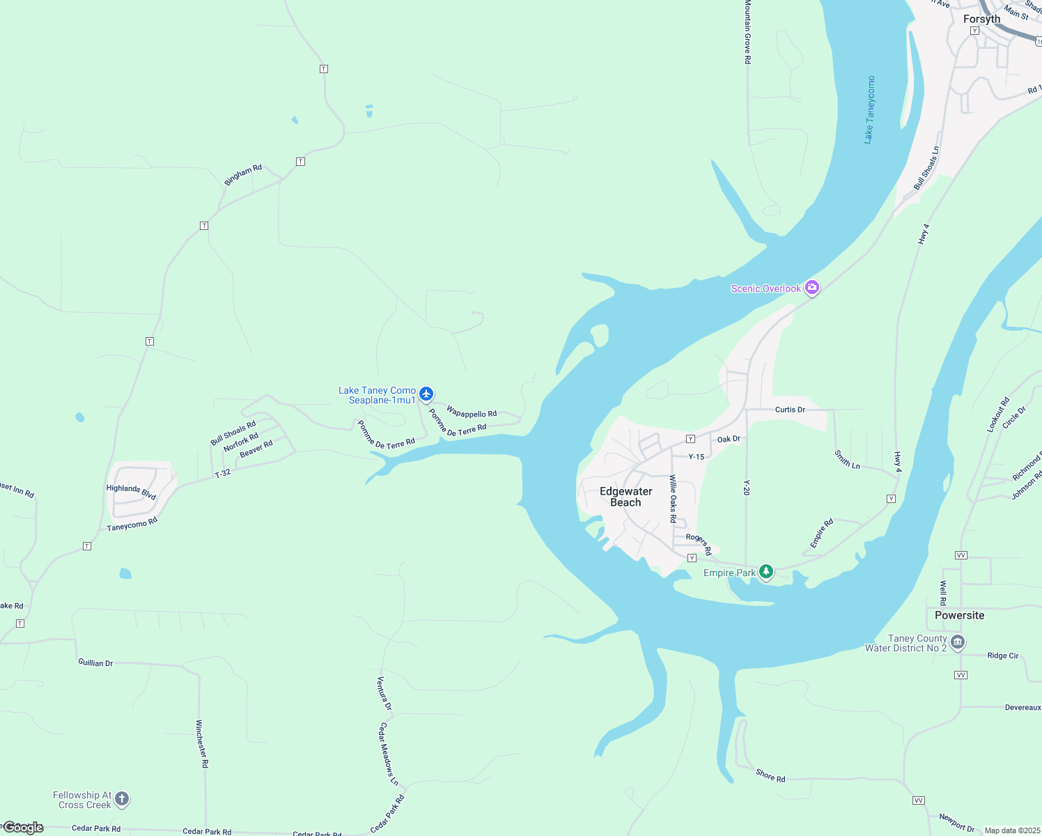 map of restaurants, bars, coffee shops, grocery stores, and more near 1745 Pomme De Terre Road in Branson