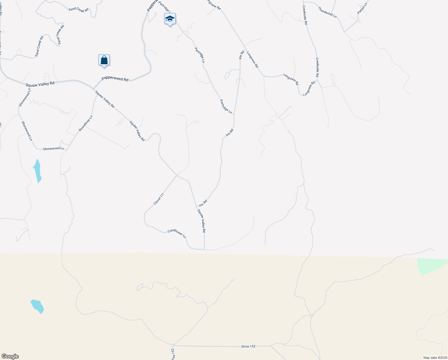 map of restaurants, bars, coffee shops, grocery stores, and more near 39889 Iris Road in Squaw Valley
