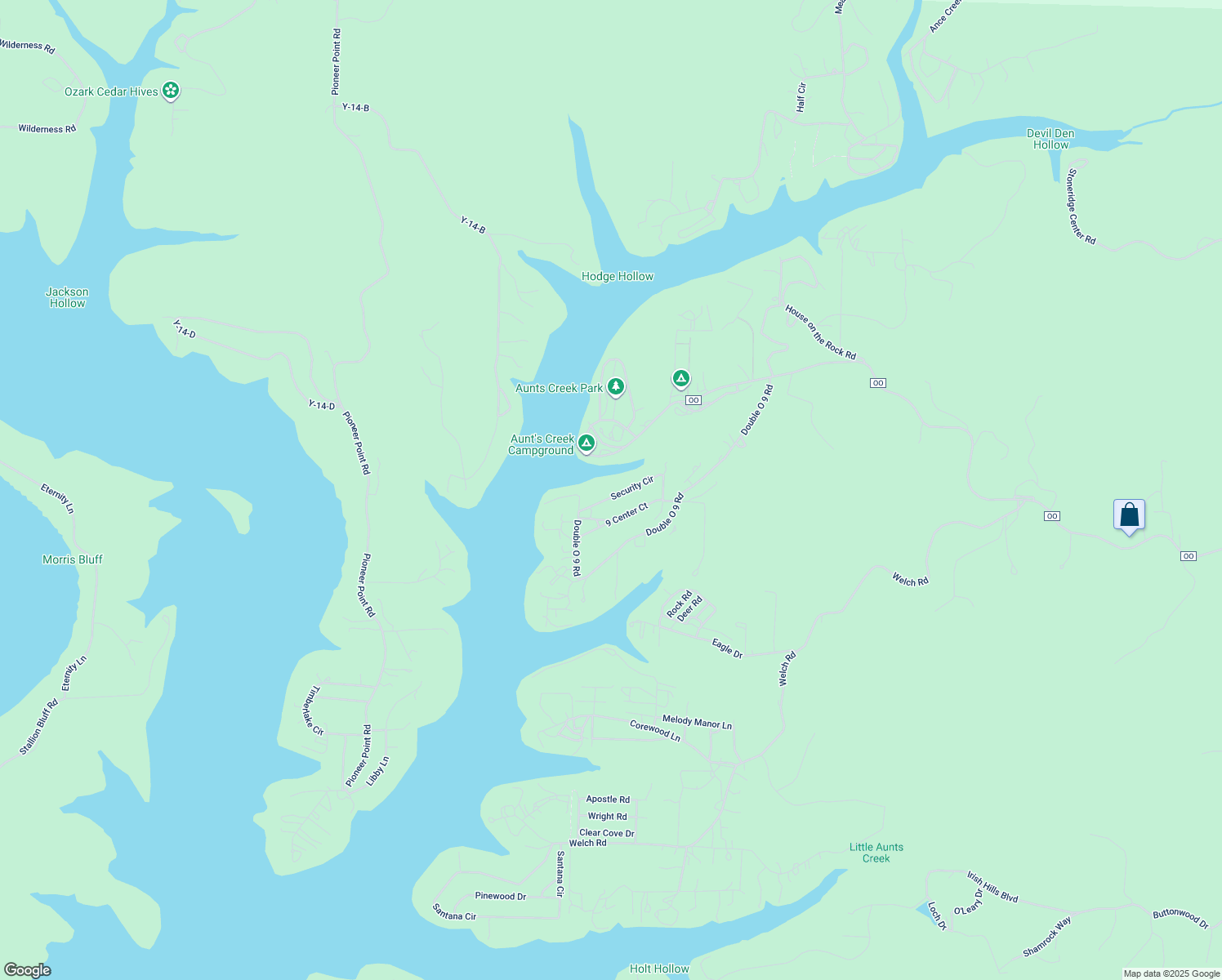 map of restaurants, bars, coffee shops, grocery stores, and more near 233 Security Circle in Reeds Spring