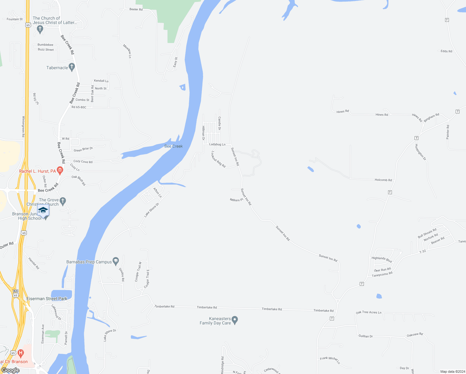 map of restaurants, bars, coffee shops, grocery stores, and more near 200 Gloria Court in Branson