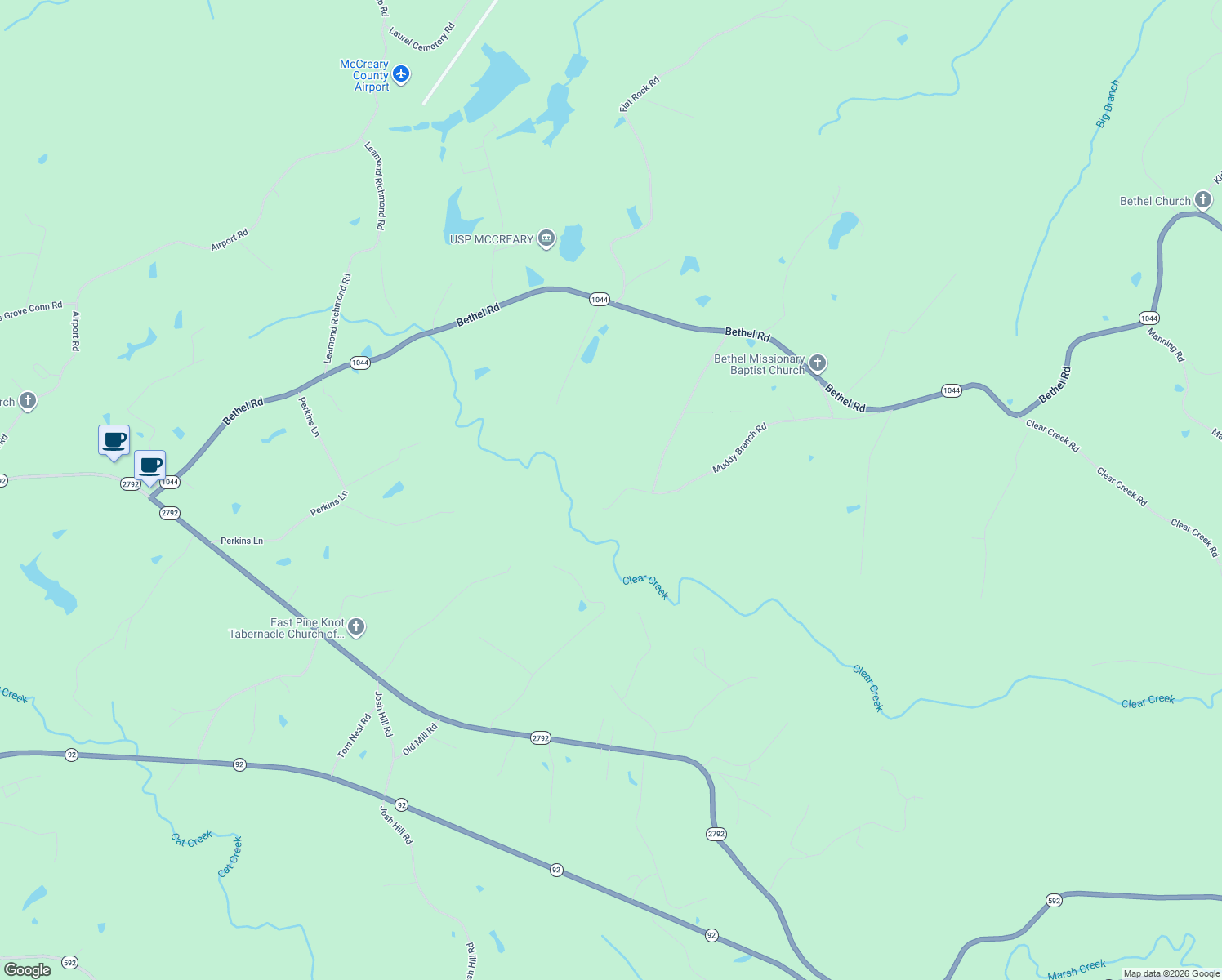 map of restaurants, bars, coffee shops, grocery stores, and more near Swain Road in Pine Knot