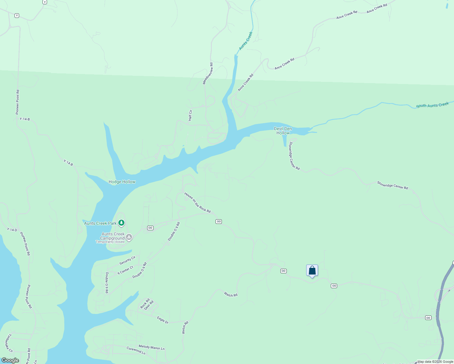 map of restaurants, bars, coffee shops, grocery stores, and more near 437 Aunt Hill Lane in Reeds Spring