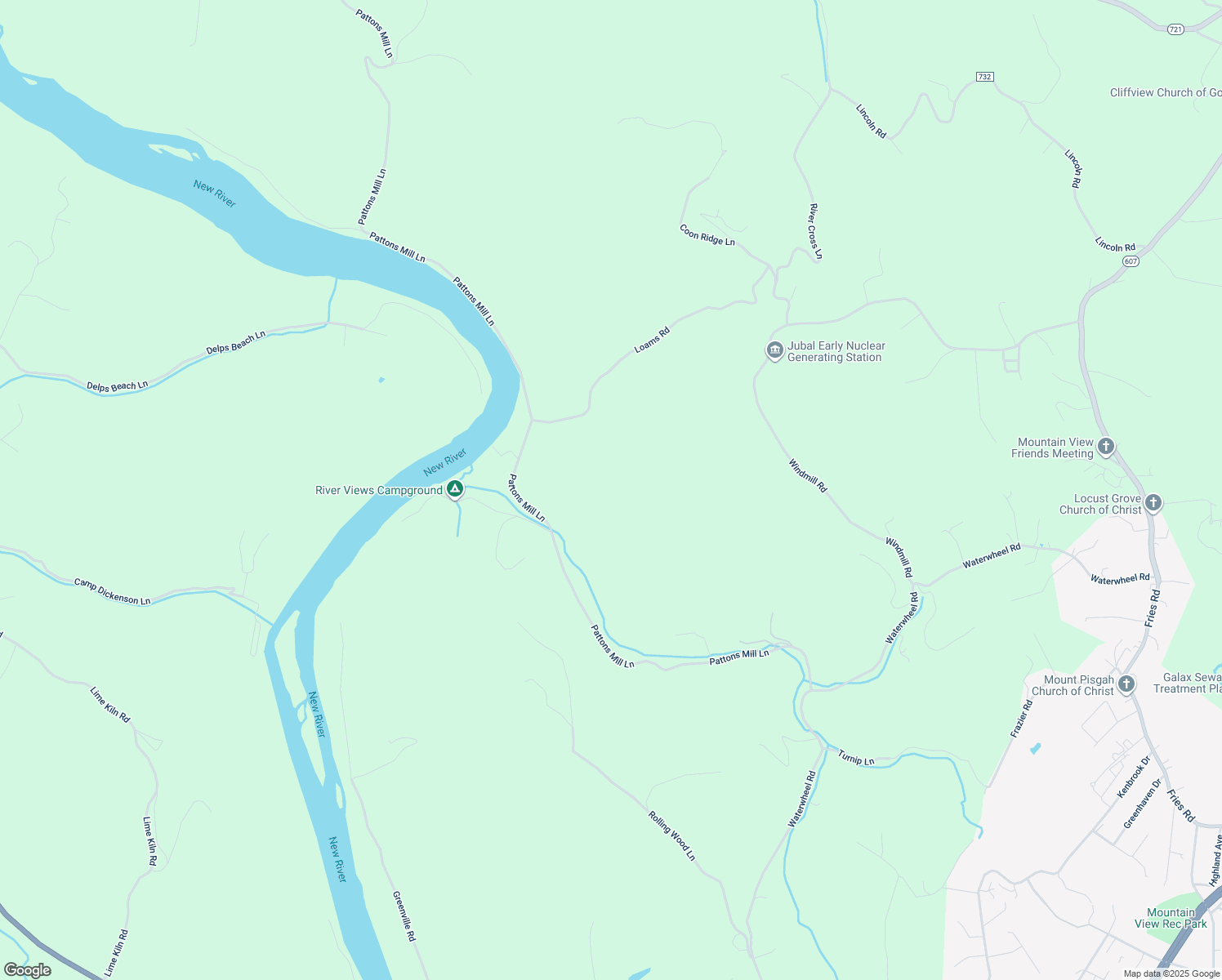 map of restaurants, bars, coffee shops, grocery stores, and more near 1110 Pattons Mill Lane in Galax