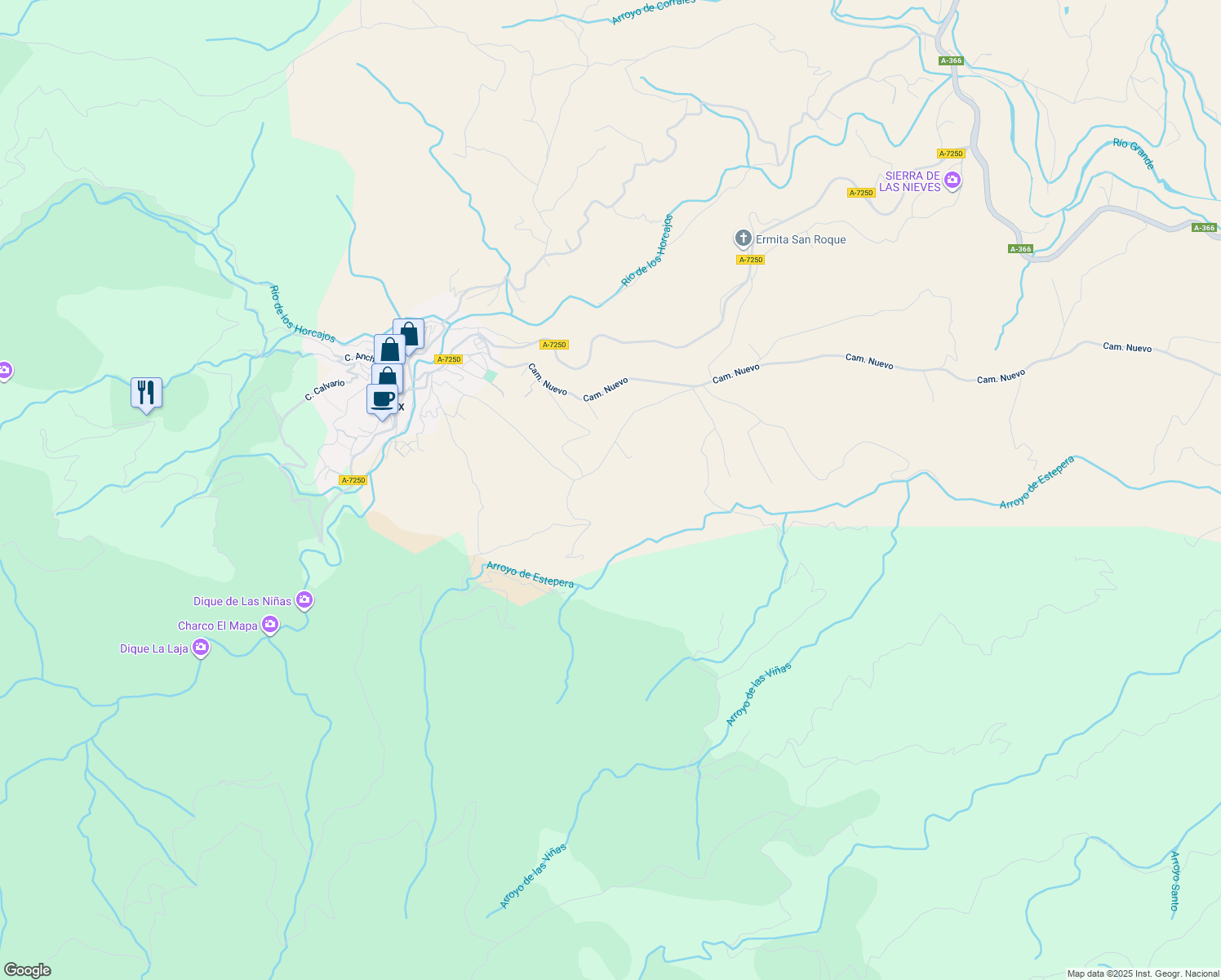 map of restaurants, bars, coffee shops, grocery stores, and more near in Málaga