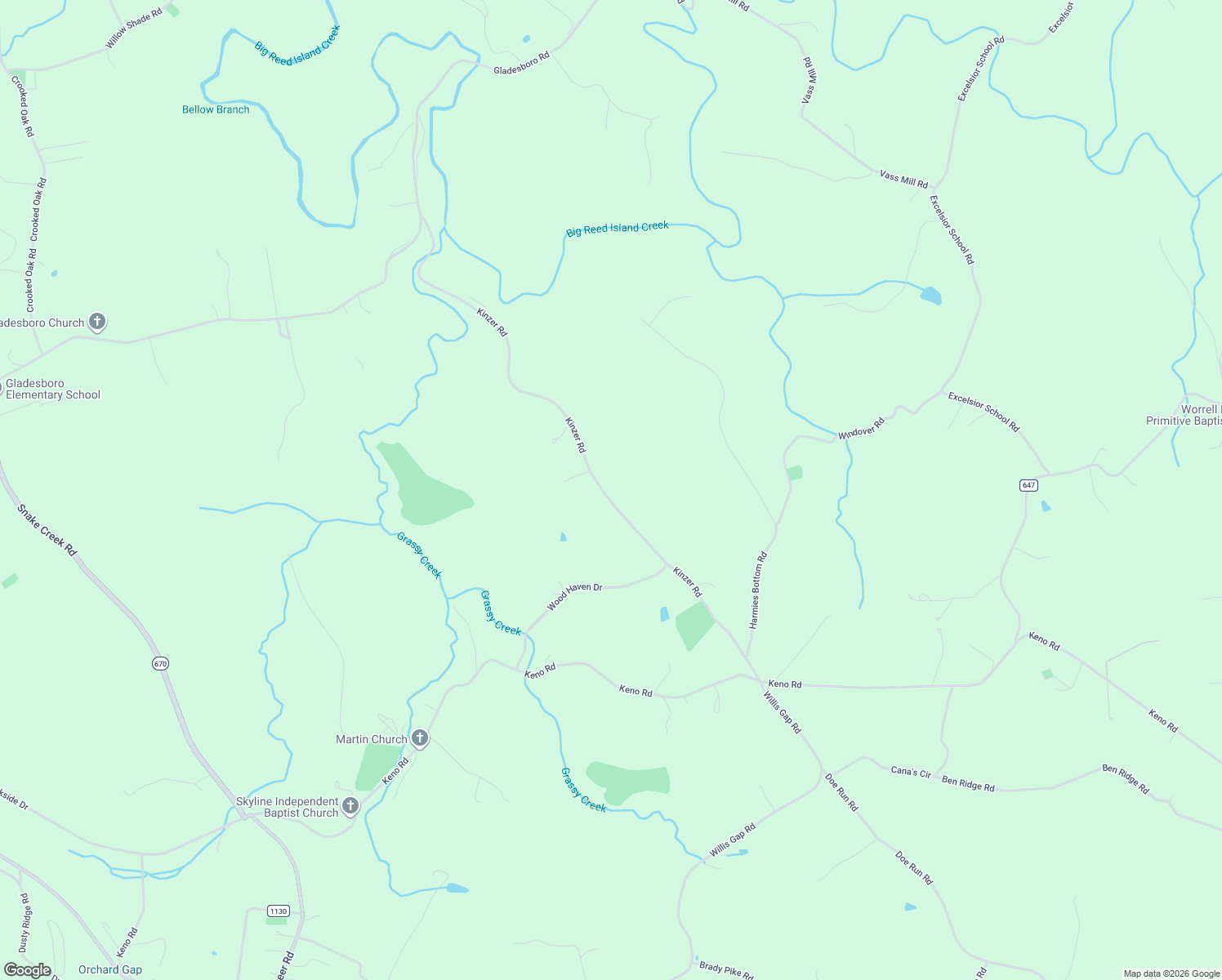 map of restaurants, bars, coffee shops, grocery stores, and more near 1113 Kinzer Road in Hillsville