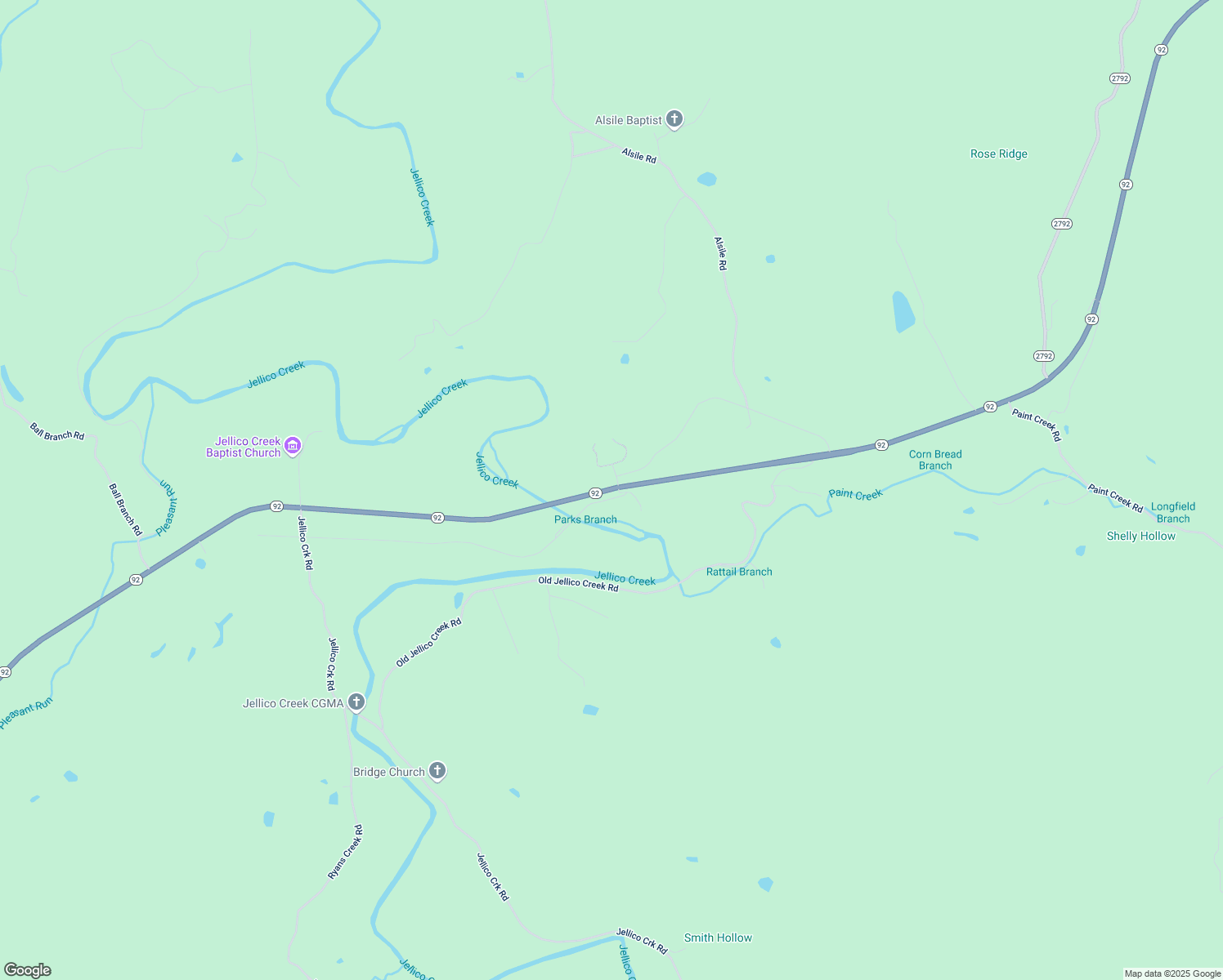 map of restaurants, bars, coffee shops, grocery stores, and more near 8035 Kentucky 92 in Williamsburg