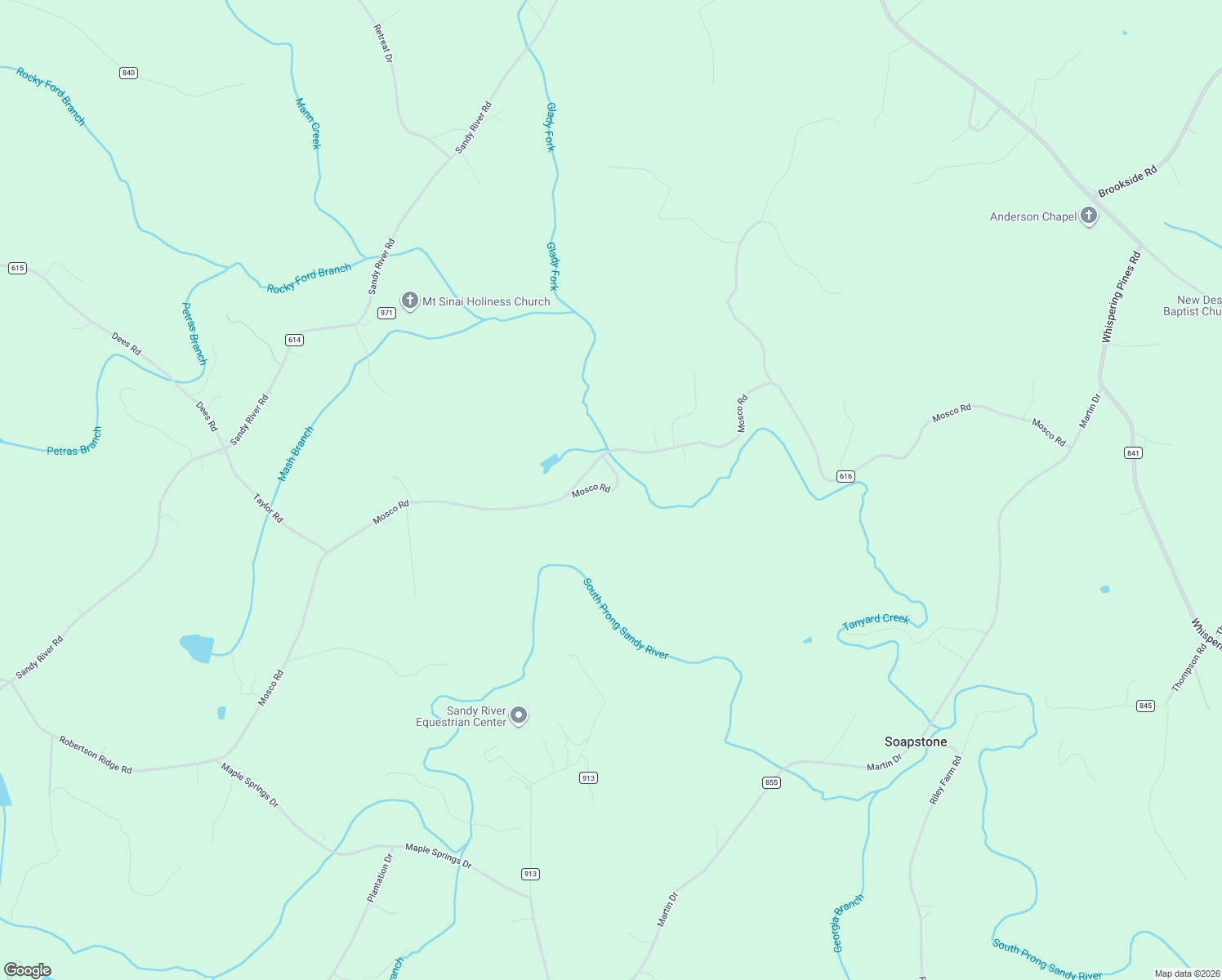 map of restaurants, bars, coffee shops, grocery stores, and more near Mosco Road in Pittsylvania County
