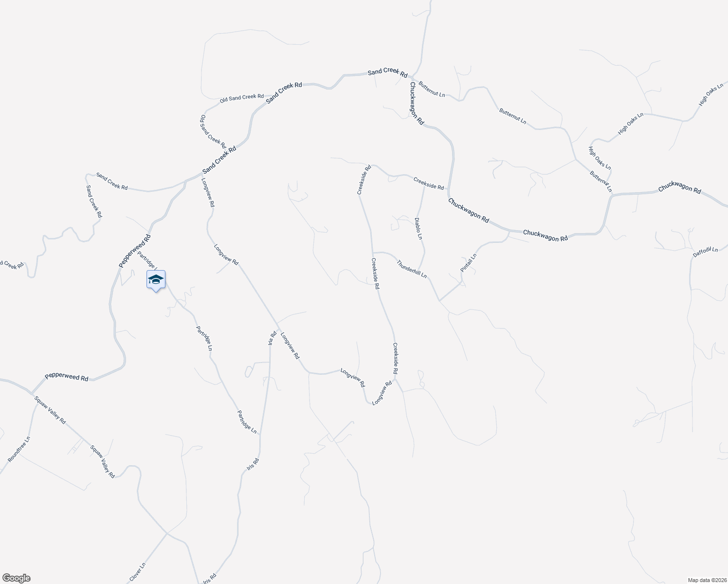 map of restaurants, bars, coffee shops, grocery stores, and more near 46918 Creekside Road in Yokuts Valley