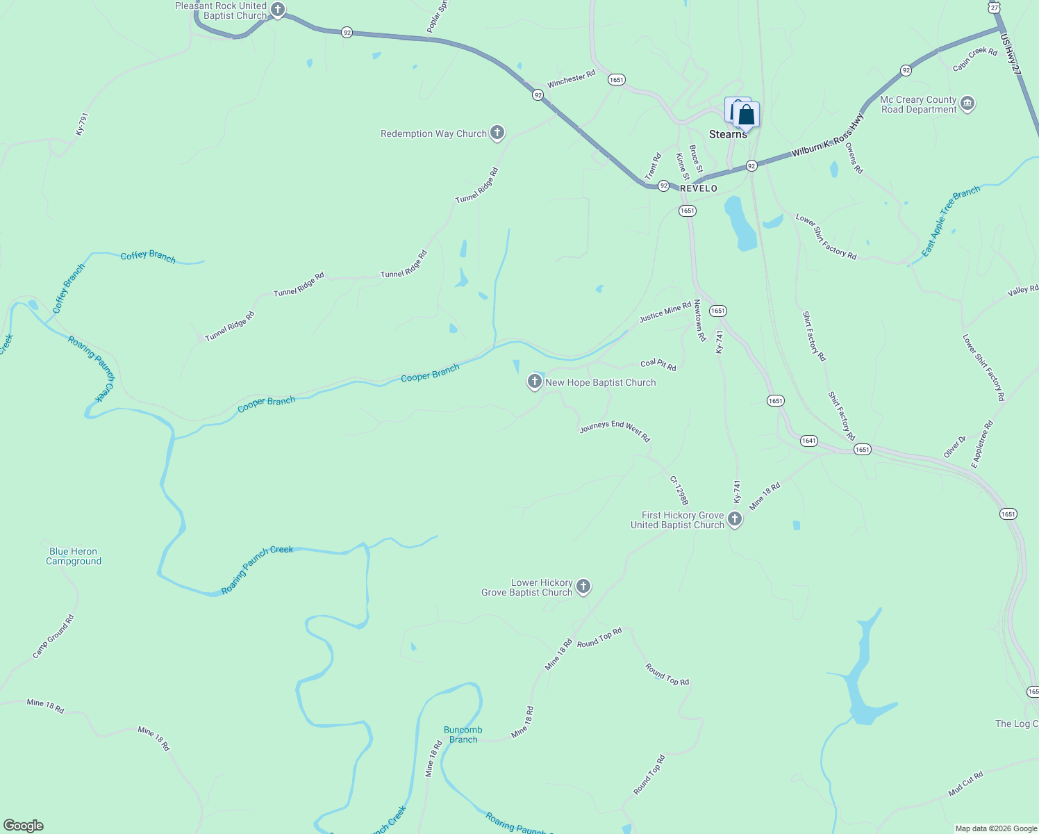 map of restaurants, bars, coffee shops, grocery stores, and more near West Apple Tree Road in Stearns