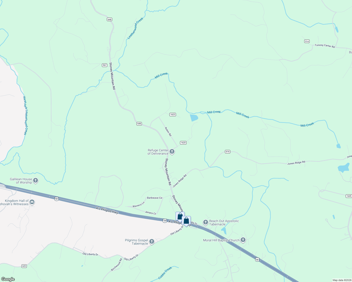 map of restaurants, bars, coffee shops, grocery stores, and more near 101-299 Falcon Road in Martinsville