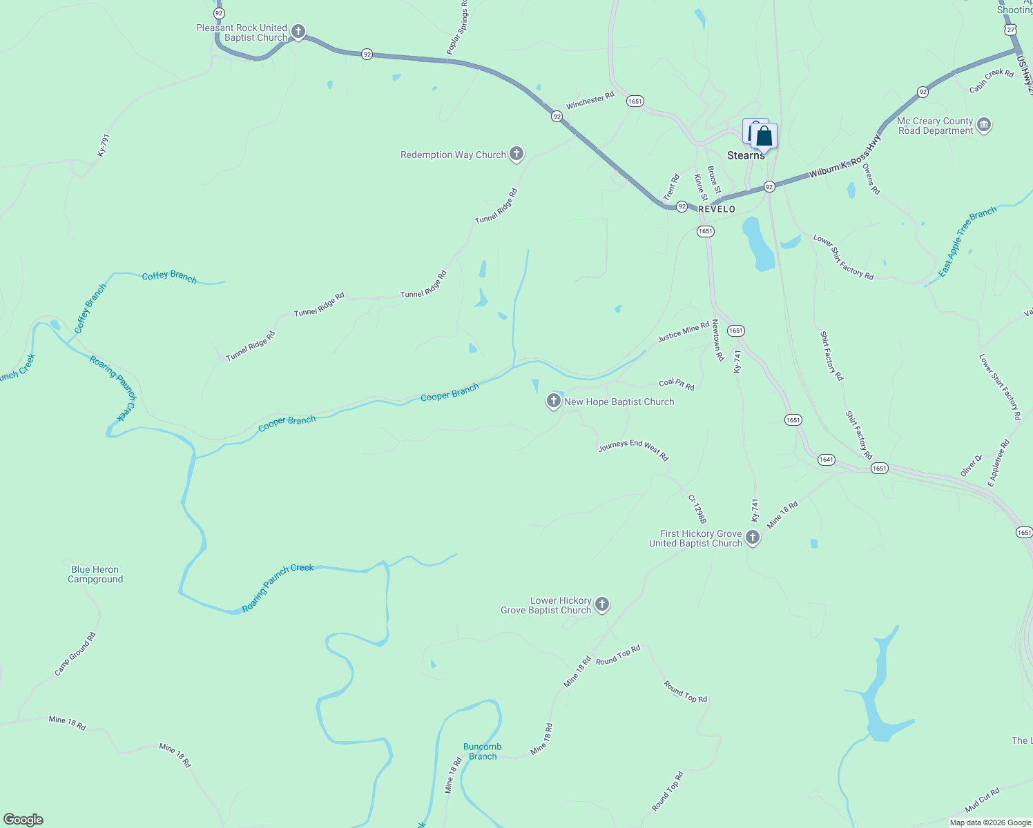map of restaurants, bars, coffee shops, grocery stores, and more near Journeys End Road in Stearns