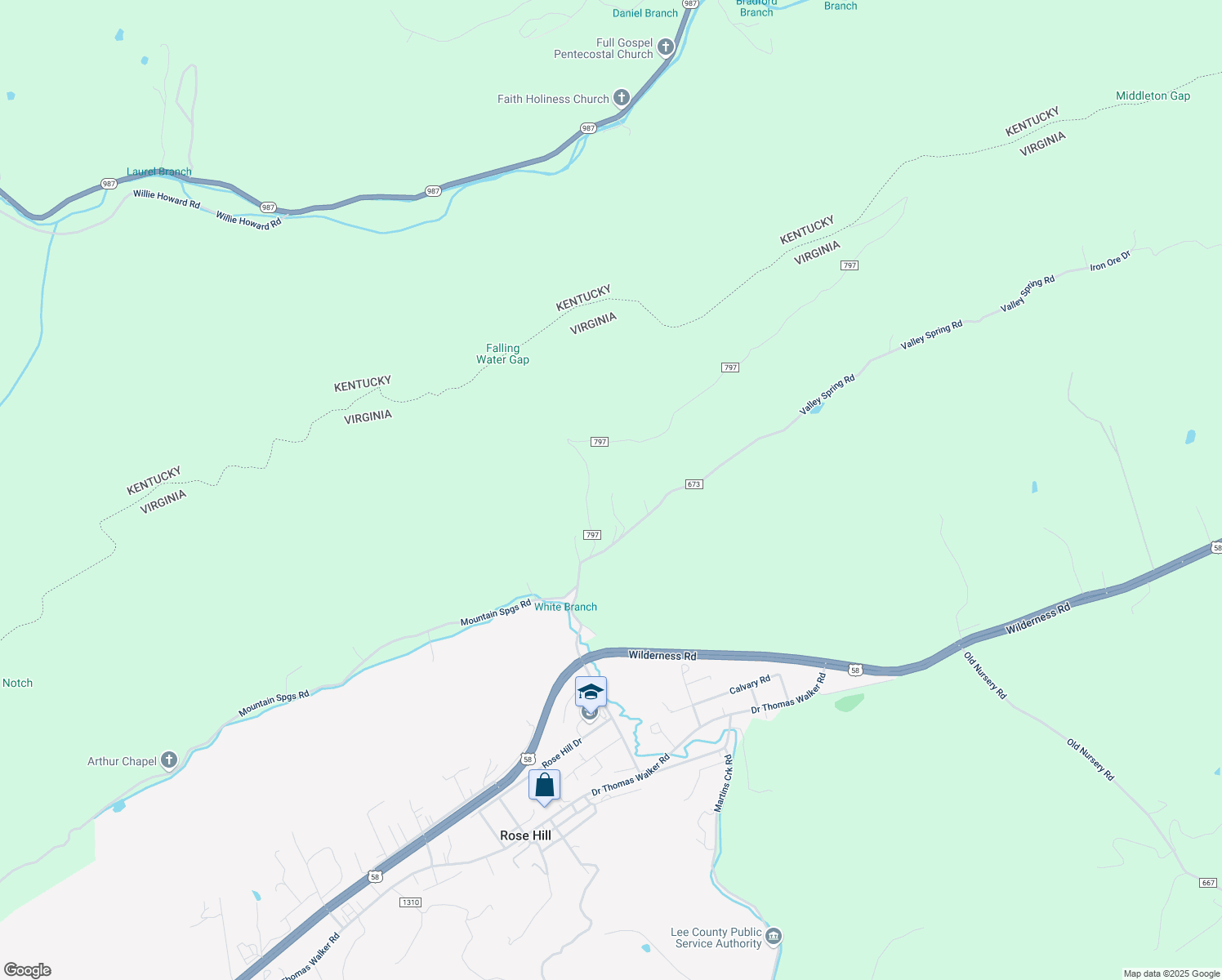 map of restaurants, bars, coffee shops, grocery stores, and more near State Road 797 in Rose Hill