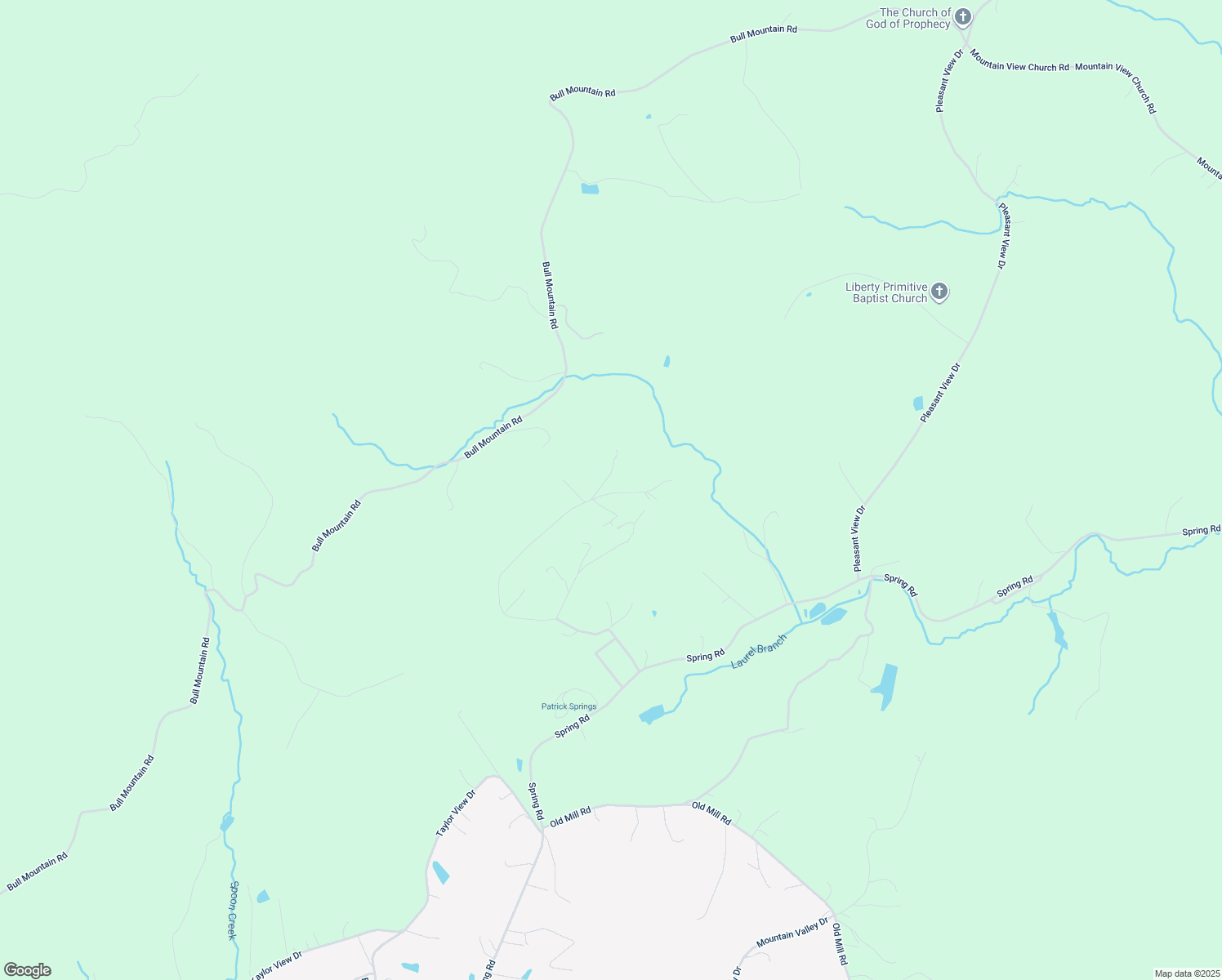 map of restaurants, bars, coffee shops, grocery stores, and more near 607 Via Mountain Lane in Patrick Springs