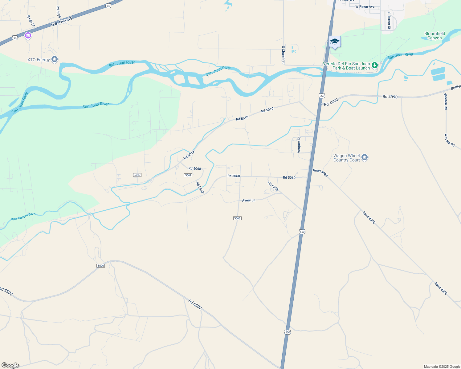map of restaurants, bars, coffee shops, grocery stores, and more near 10 Road 5065 in Bloomfield
