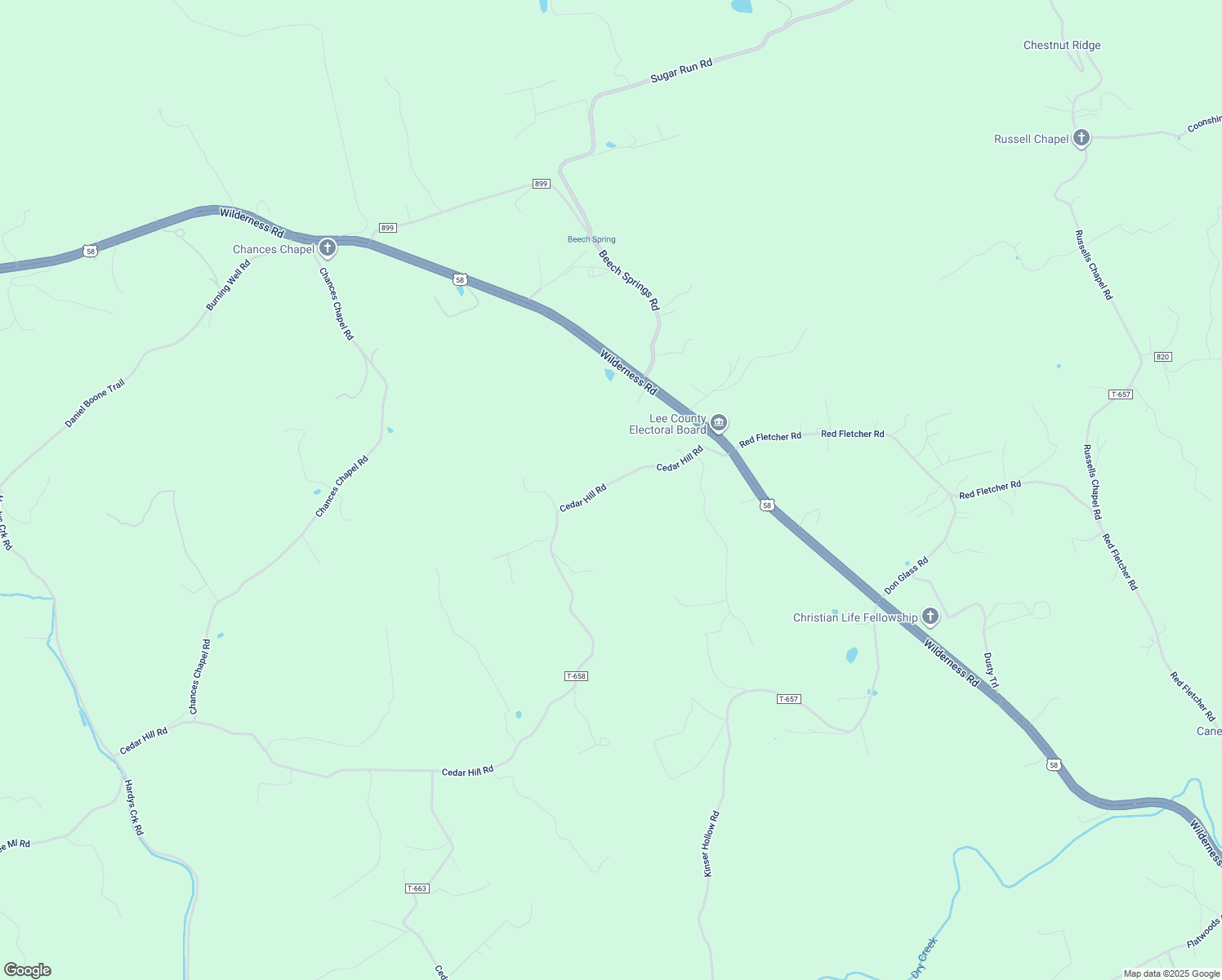 map of restaurants, bars, coffee shops, grocery stores, and more near 507 Cedar Hill Road in Jonesville