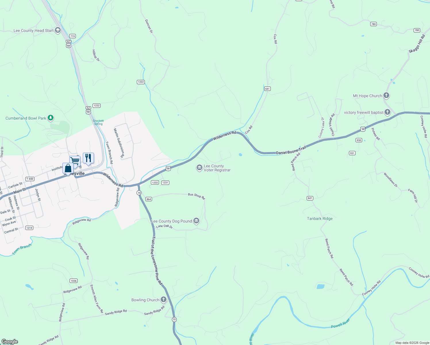 map of restaurants, bars, coffee shops, grocery stores, and more near Butter Scotch Drive in Lee County