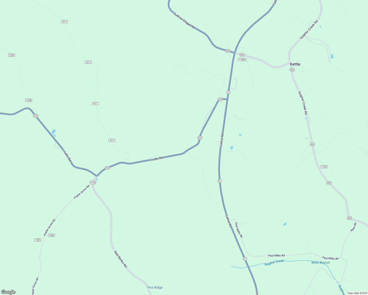 map of restaurants, bars, coffee shops, grocery stores, and more near 736 Judio Road in Burkesville