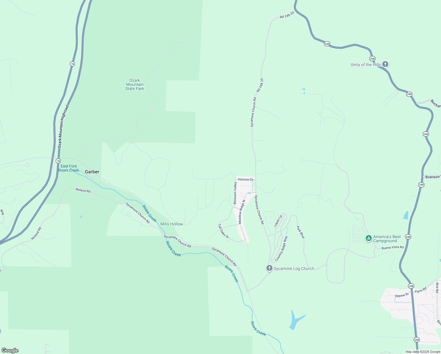 map of restaurants, bars, coffee shops, grocery stores, and more near 220 RoundHill Road in Branson