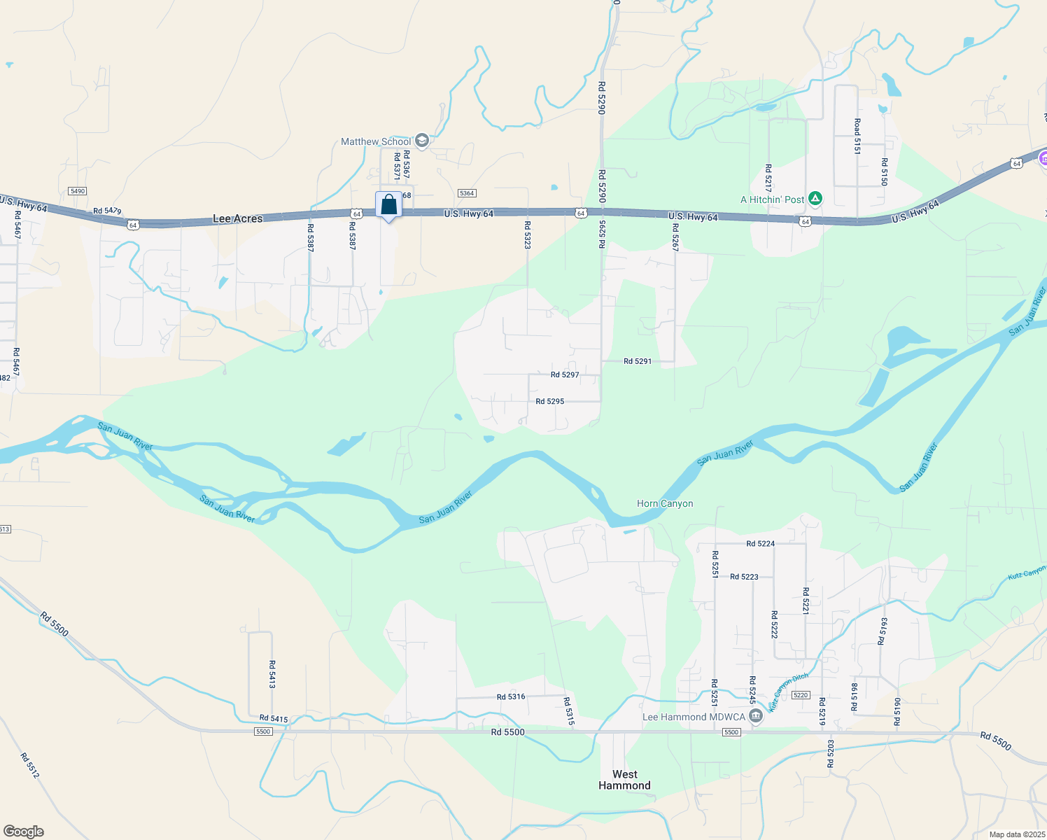 map of restaurants, bars, coffee shops, grocery stores, and more near 89 Road 5295 in Farmington
