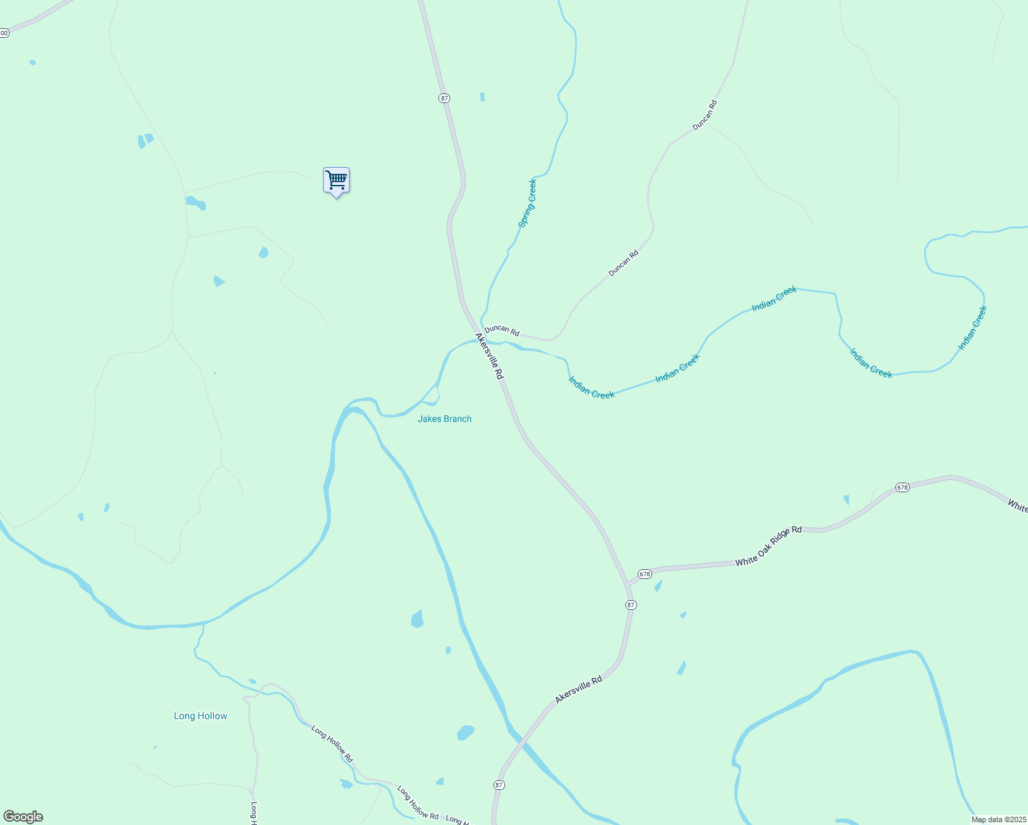 map of restaurants, bars, coffee shops, grocery stores, and more near Akersville Road in Fountain Run