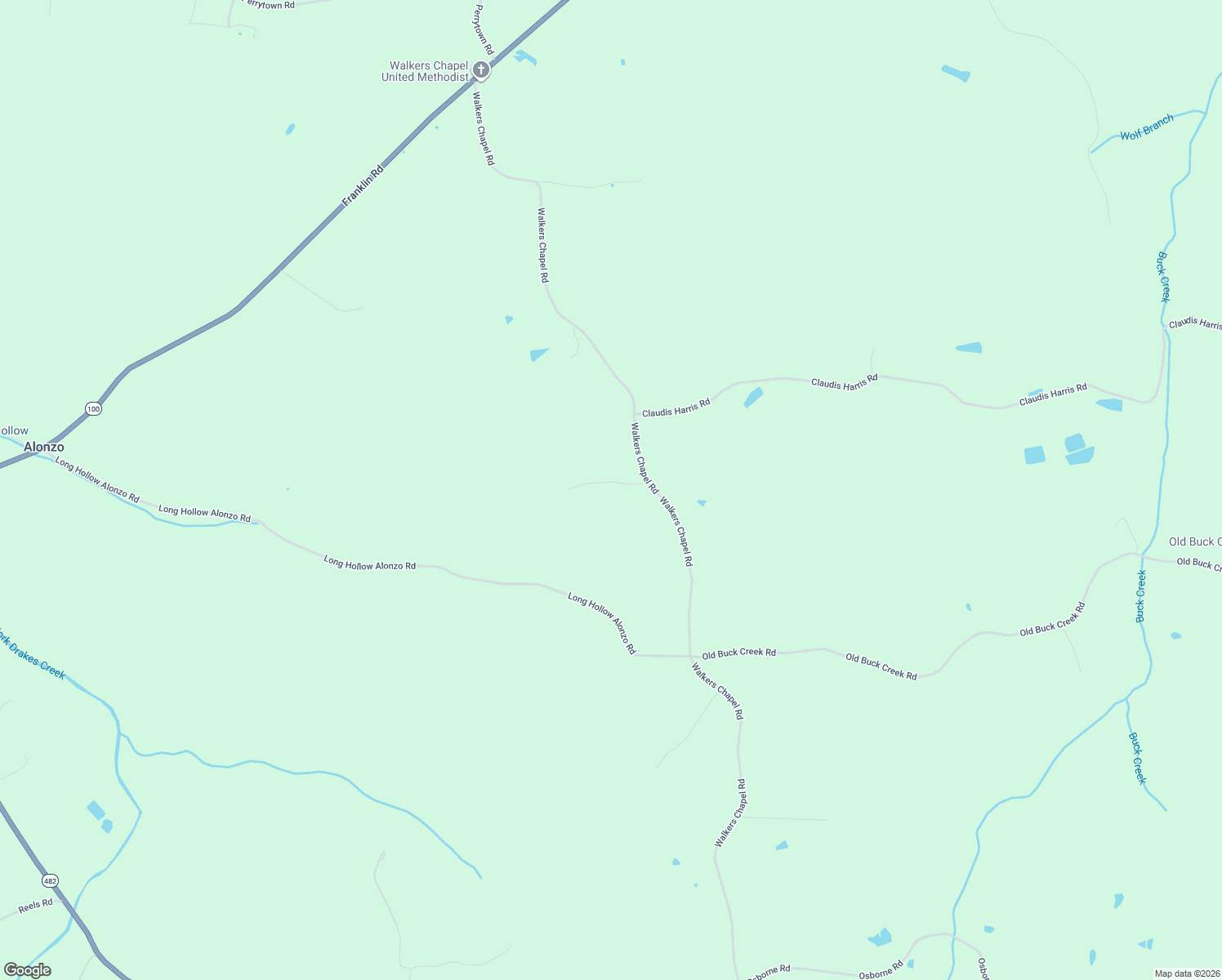 map of restaurants, bars, coffee shops, grocery stores, and more near 1361 Walkers Chapel Road in Adolphus